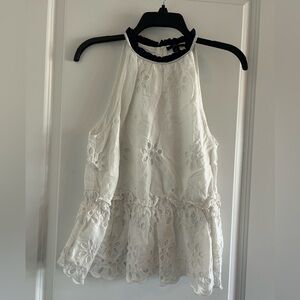 J.CREW • White Eyelet Sleeveless Peplum Blouse • Medium •